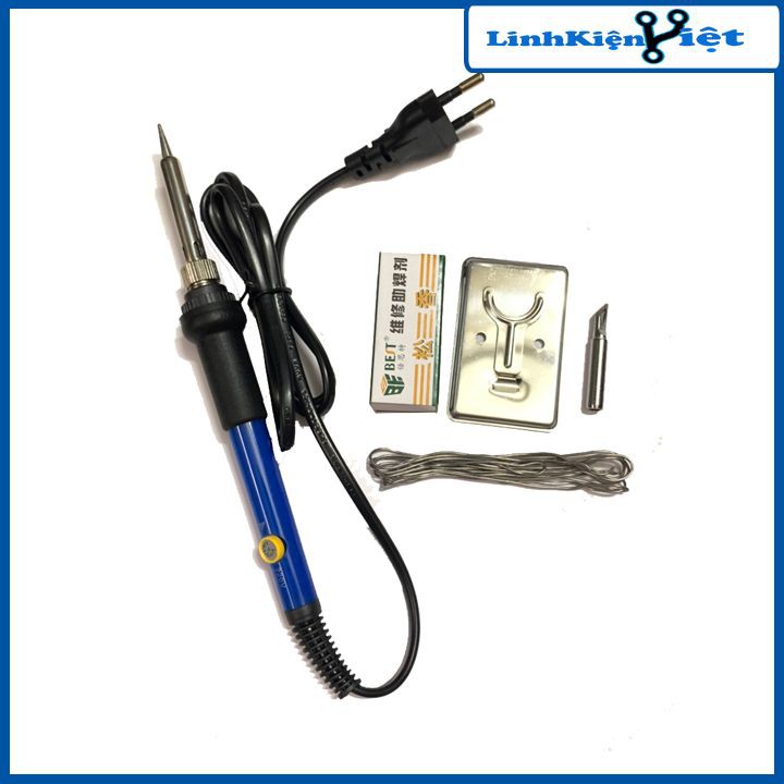 Tay Hàn Điều Chỉnh Nhiệt Độ TQ936 220V-60W + Thiếc Không Chì 0.8mm 1,5 Mét, Mũi Hàn Dao, Nhựa Thông, Giá Đỡ Mỏ Hàn