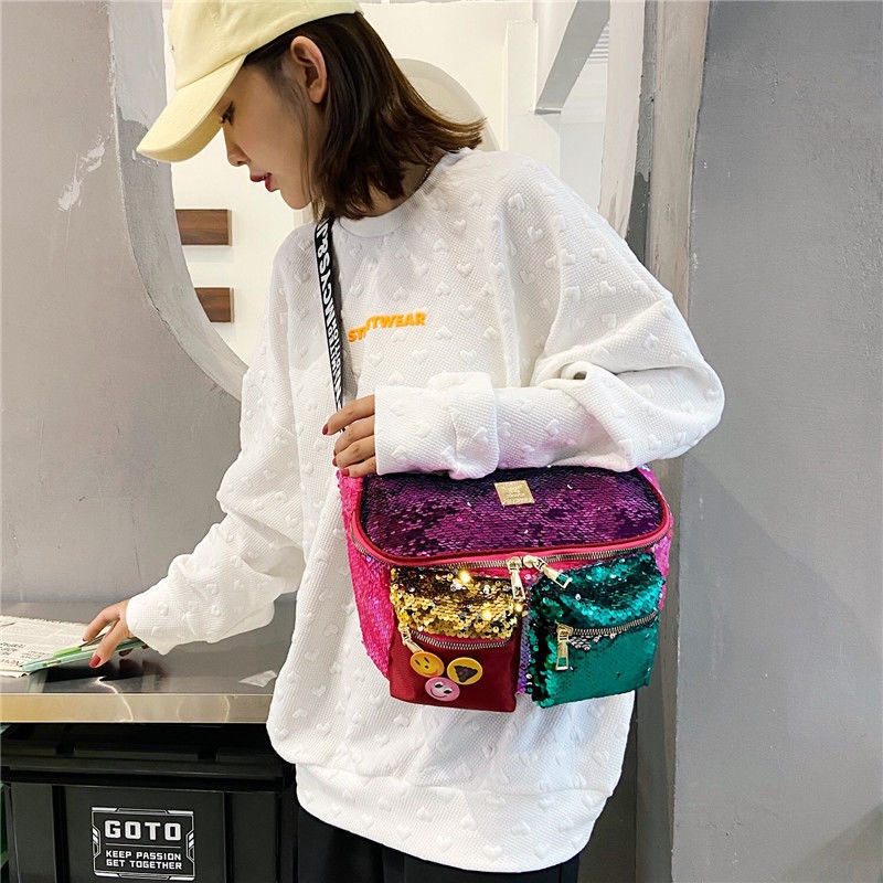 Túi Đeo Chéo Vai Đính Sequin Màu Gradient Thời Trang Dành Cho Nữ