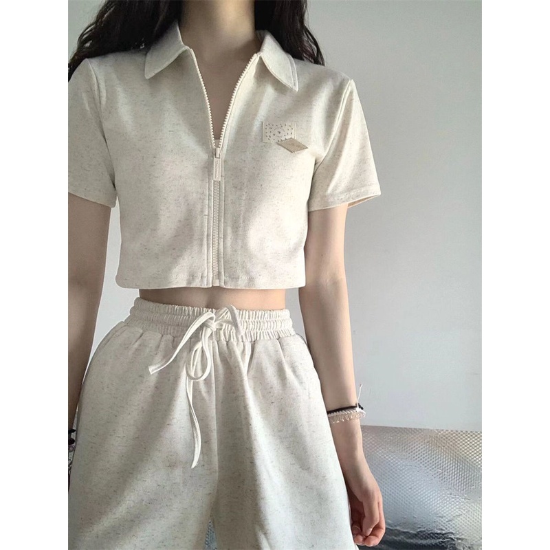 Áo Croptop Cổ Ngắn Lưng Cao Phối Dây Rút Phong Cách Nhật Bản Thời Trang Mùa Hè Cho Nữ
