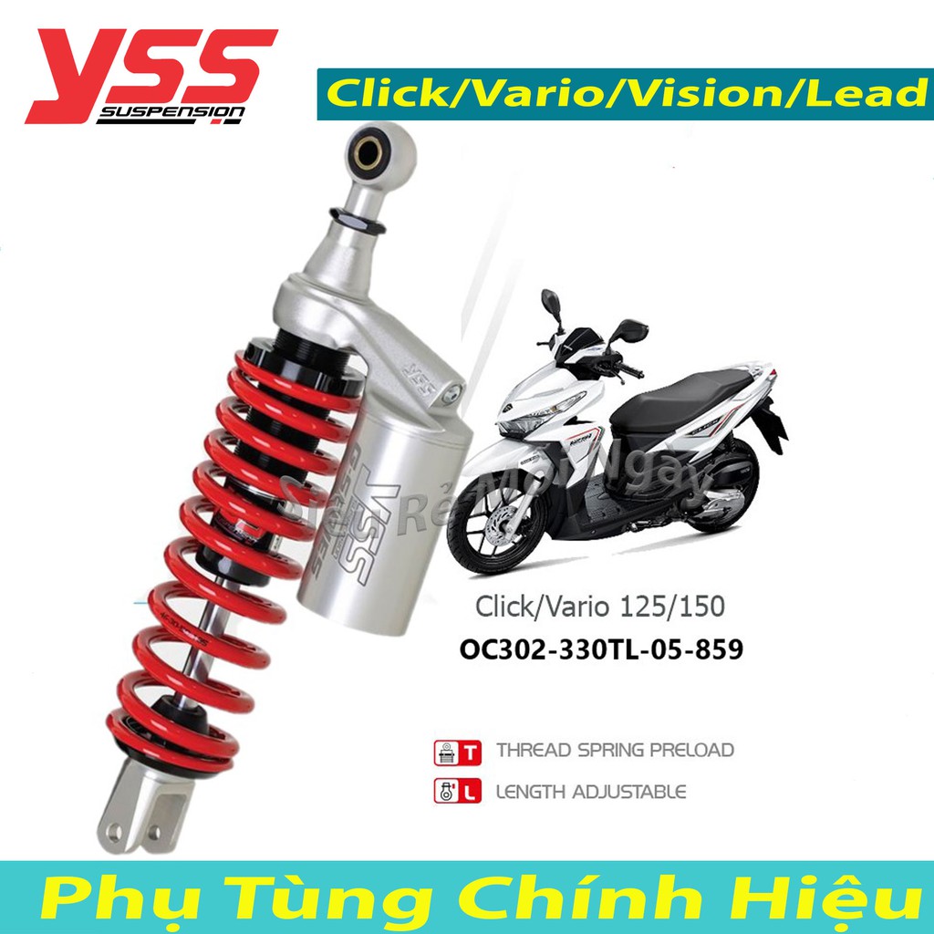 Phuộc YSS G-PLUS Click/Vario/Vision/Lead Đỏ Bạc Thái Lan