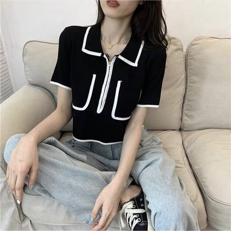 Áo croptop bigsize viền dây kéo ngực