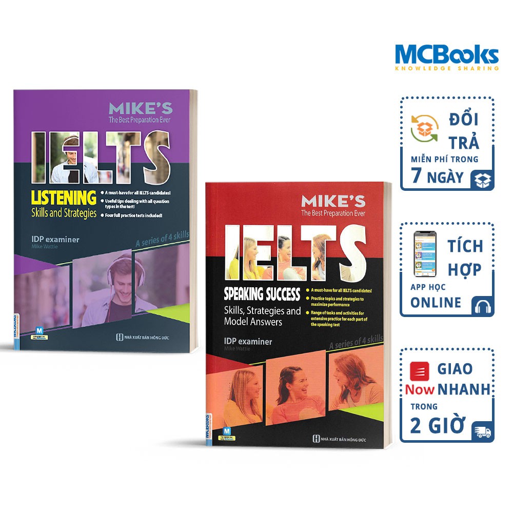 Sách - Combo Ielts Mike - Ielts Listening And Ielts Speaking - Dành Cho Người Tự Học - Kèm App Online