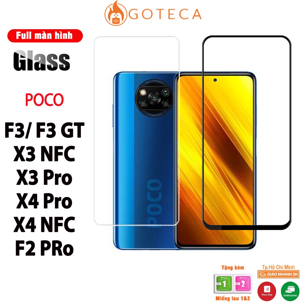 Kính cường lực Poco X3 NFC / Poco F3 Pro/ X3 Pro/ F3 GT / F2 Pro / X4 Pro 4G / X4 - Full màn hình và Trong suốt [Mã mới]