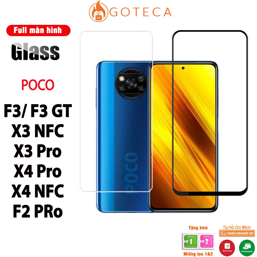 Kính cường lực Poco X4 Pro X5 pro X3 NFC F4 GT F3 C40 F4GT X4 Pro 4G M4 M5 M3 - Full màn hình và Trong suốt [Mã mới]