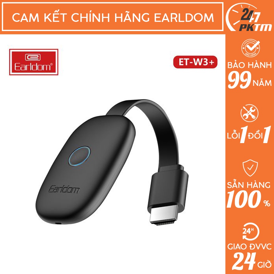 🛑CHÍNH HÃNG EARLDOM🛑 Cáp HDMI Không Dây Kết Nội Điện Thoại/ Máy Tính Với Tivi/ Máy Chiếu Earldom W6+ bằng Wifi | Phụ Kiệ