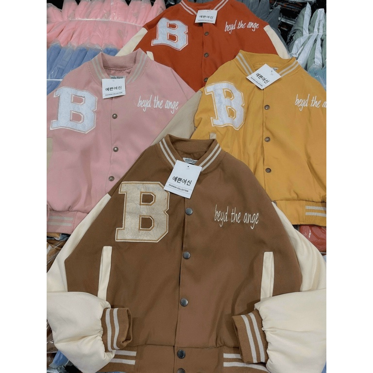 Áo Khoác Nữ Croptop Chữ B Chất Da Lộn Kiểu Bomber Form Rộng Mặc Trẻ Trung Năng Động NEW UNISEX