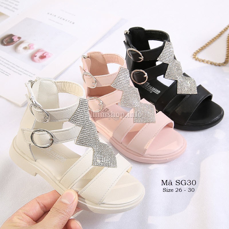 SANDAL CHIẾN BINH BÉ GÁI 3 - 12 TUỔI PHONG CÁCH HÀN MÀU TRẮNG DỄ THƯƠNG SG30