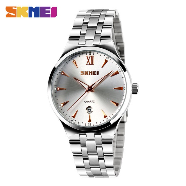Đồng hồ đeo tay Skmei 9071 chống nước dây đeo bằng thép không gỉ cho nam nữ
