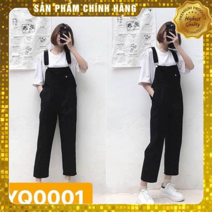 ( SLN ) [SALE OFF] Set bộ giảm giá Quần Yếm cute+Áo tay lỡ trơn Basic ( SLN )