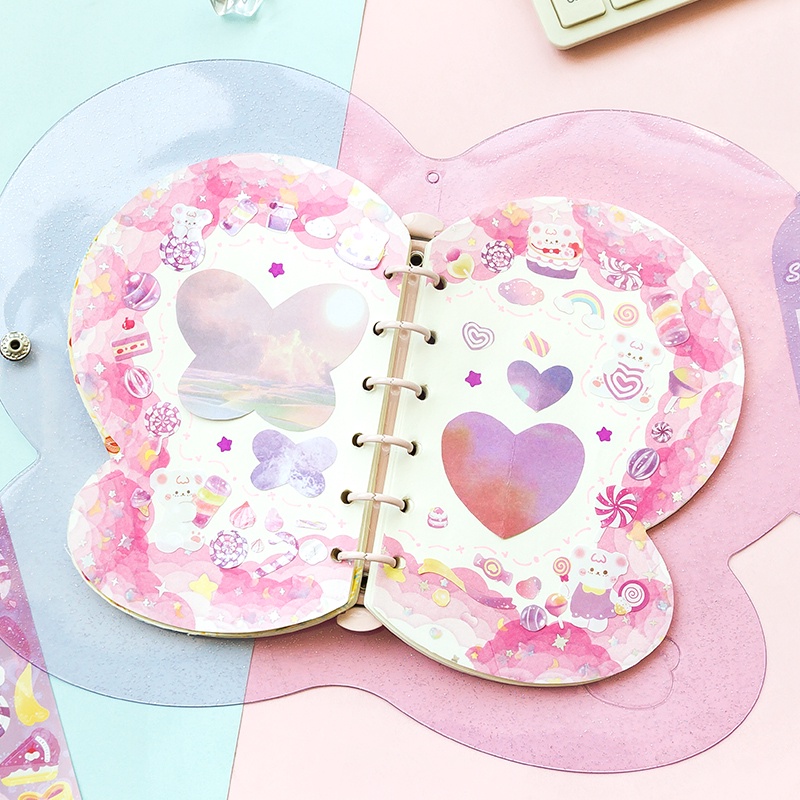 Ông giấy 6 kiểu 2 miếng / gói Hình dán hoạt hình Gấu dễ thương Bánh kẹo được phủ phim long lanh Tài liệu sáng tạo Sổ tay tự làm Giấy dán trang trí văn phòng phẩm