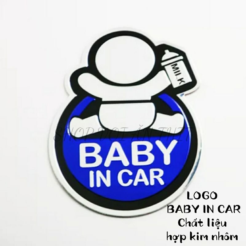 TEM DÁN HỢP KIM NHÔM BABY IN CAR, LOGO BABY IN CAR, LOGO ĐẸP DÁN OTO, TEM DÁN ĐẸP DÁN OTO