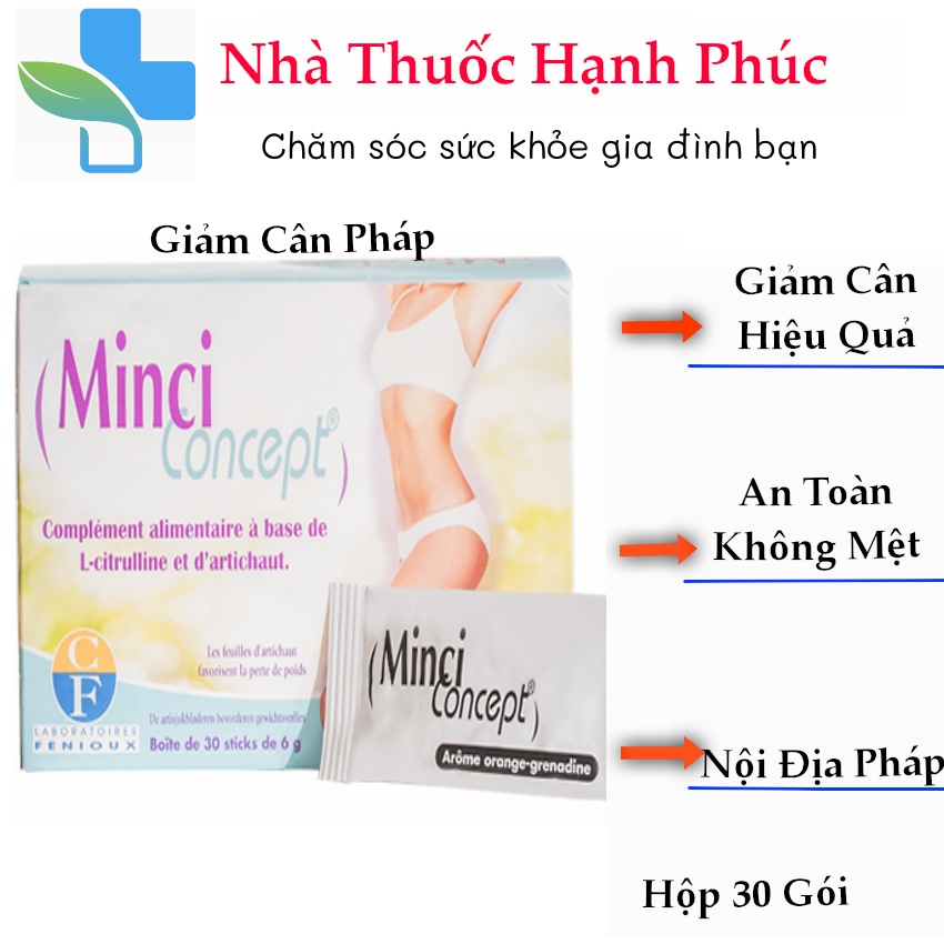 Giảm cân Minci Concept, Pháp (30 gói) giảm mỡ bụng eo đùi cho phụ nữ an toàn, không gây mệt mỏi, mất nước