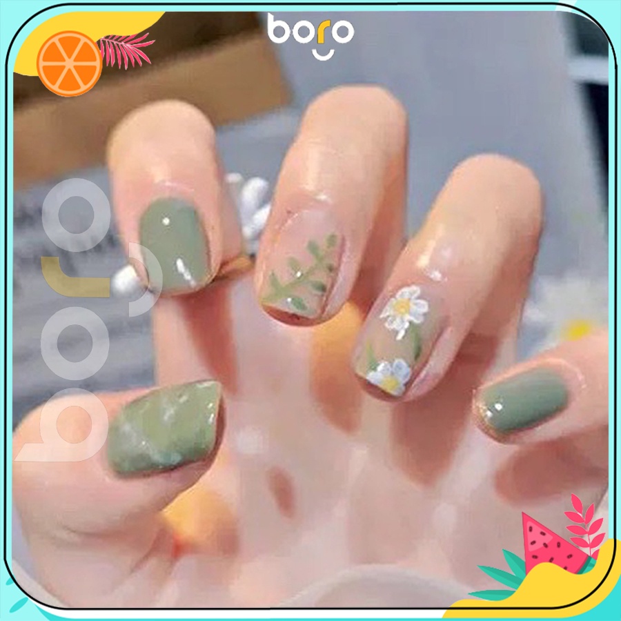 [Mẫu 101-200] Móng Tay Bò Sữa Hot trend 2021 Bộ Nail Box 24 móng tay giả loại dài ngắn