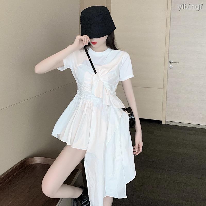 Đầm Trắng Phối Bèo Thiết Kế Lệch Tà Xinh Xắn Cho Nữ | BigBuy360 - bigbuy360.vn