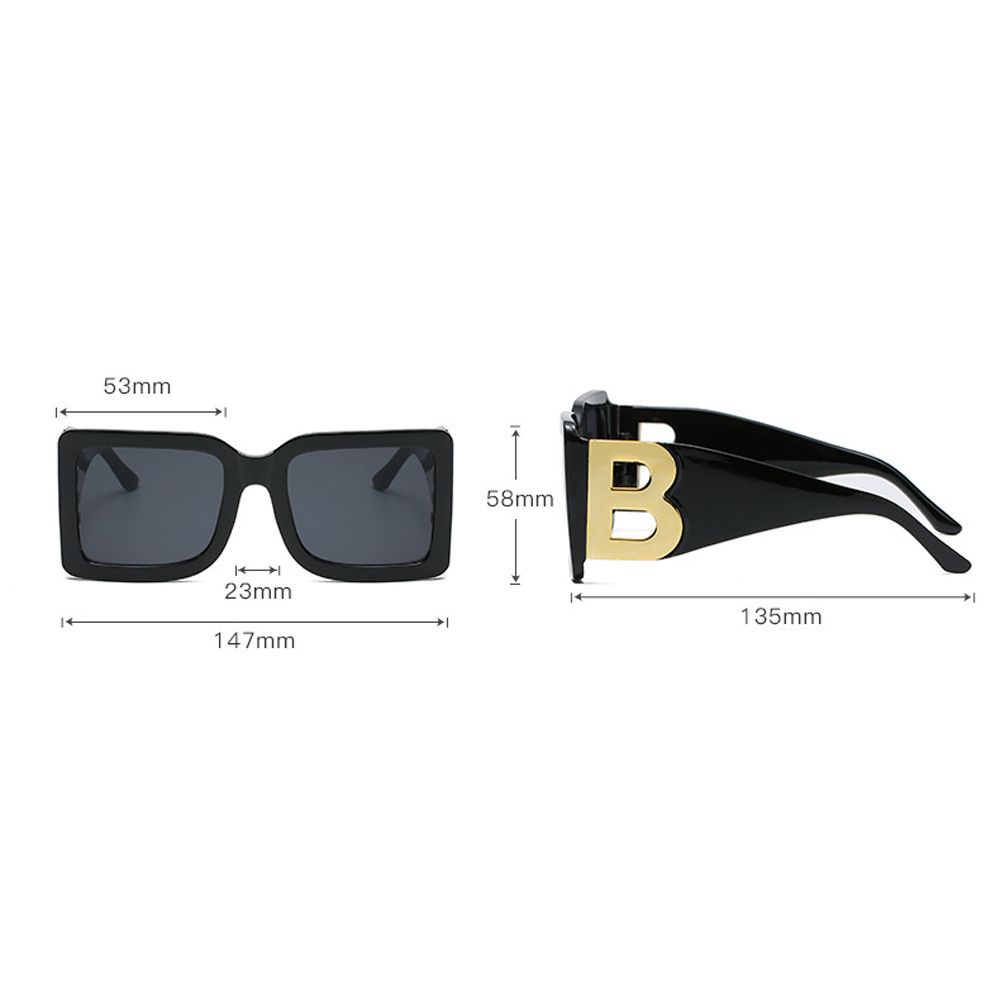 Kính mát gọng chữ nhật in chữ B chống tia UV phong cách cổ điển thời trang cho nữ