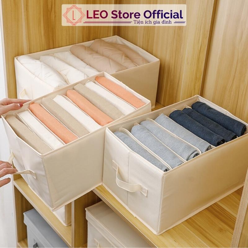 Hộp đựng quần áo chia ngăn bằng vải tiện lợi, khay túi vải đựng đồ 7, 9 ngăn cỡ lớn tiện dụng Leos Official