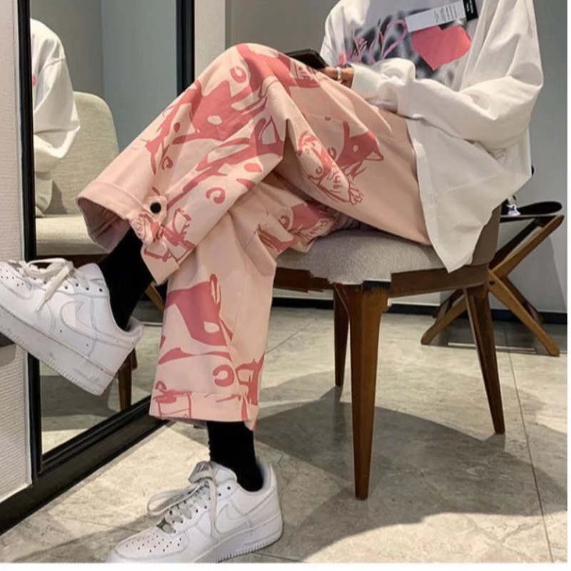 Quần Dài Thể Thao Ống Rộng Vải Lụa Mát Phong Cách Hàn Quốc Dành Cho Nam