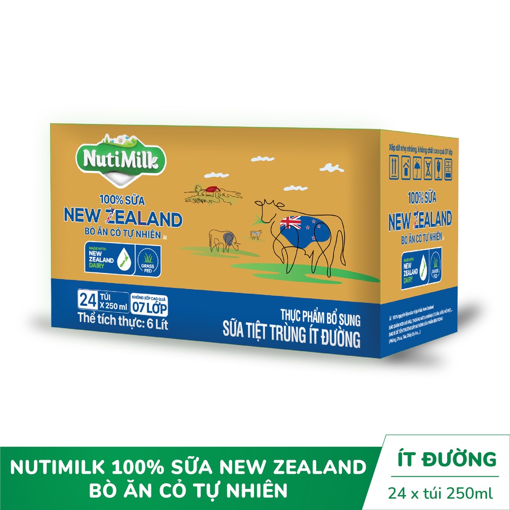 Thùng 48 Hộp/ 24 Bịch 100% Sữa New Zealand Bò ăn cỏ tự nhiên Có Đường/ Không đường/ Ít Đường 110/ 180ml - YOOSOO MALL