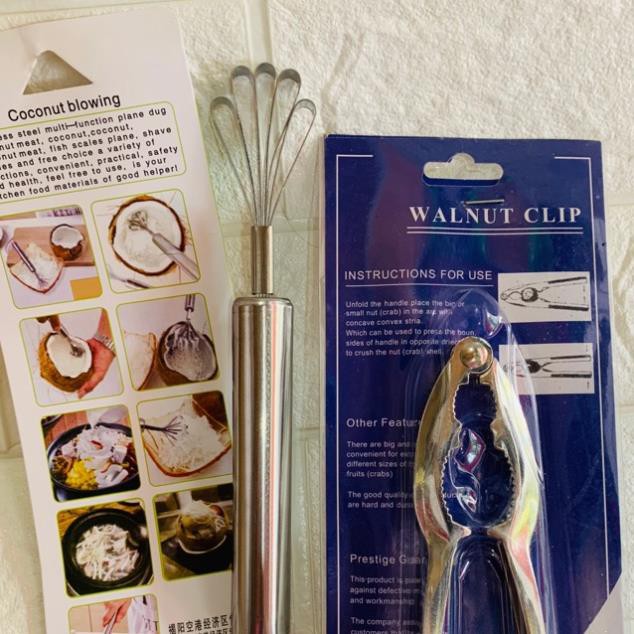Bộ đôi kẹp cua/ ghẹ/óc chó inox + nạo dừa, đánh vẩy cá