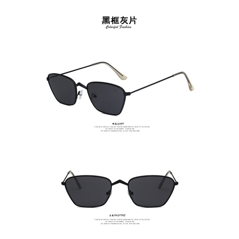 (AIMURUSI) COD Kính Mát Mắt Mèo Gọng Kim Loại Nhỏ Unisex