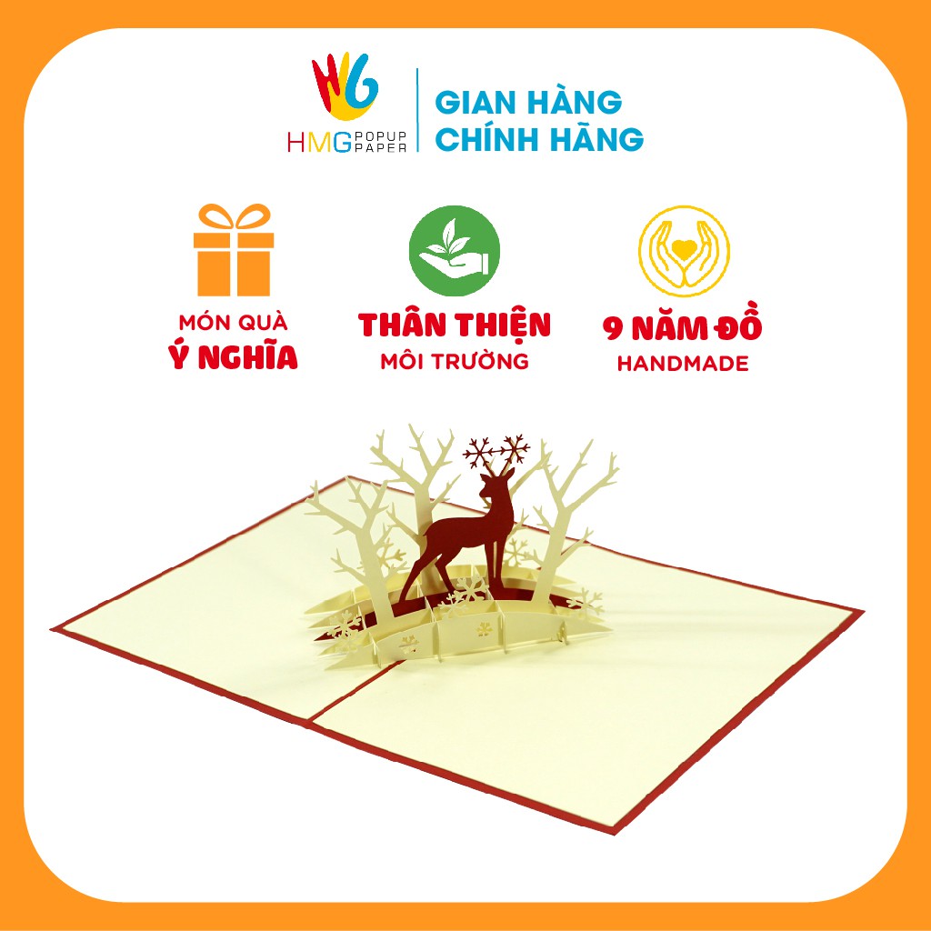 Thiệp Noel HMG Giáng Sinh 3D Pop-up Card Gửi Những Thông Điệp Ý Nghĩa Ngày Giáng Sinh, Size 10X15cm