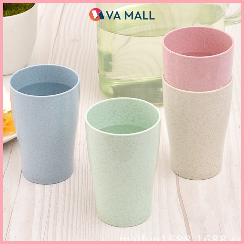Bốn chiếc ly nhựa lúa mạch chịu nhiệt/ cốc dùng uống nước đánh răng nhiều màu