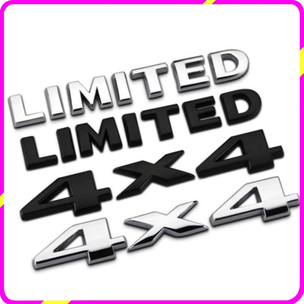 Decal tem chữ 4X4 dán đuôi xe ô tô, chất liệu hợp kim inox