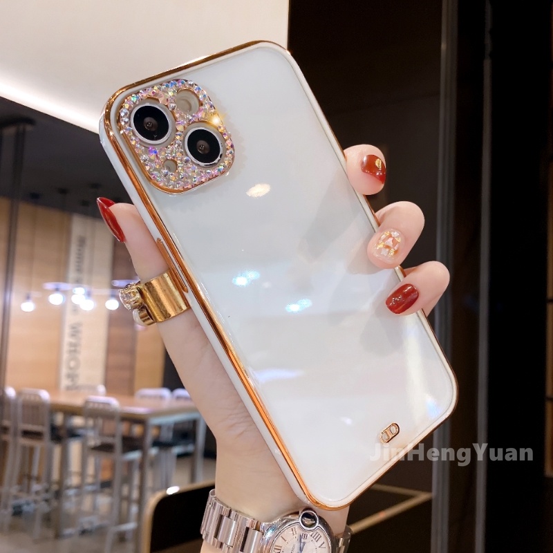 Ốp Điện Thoại Dẻo Trong Suốt Mạ Màu Lấp Lánh Sang Trọng Cho Iphone 13 12 11 Pro Max Mini XR X XS 7 8 Plus SE 20