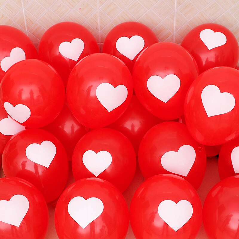 Set 10 bong bóng latex 12 inch hình trái tim đỏ dùng trang trí tiệc cưới