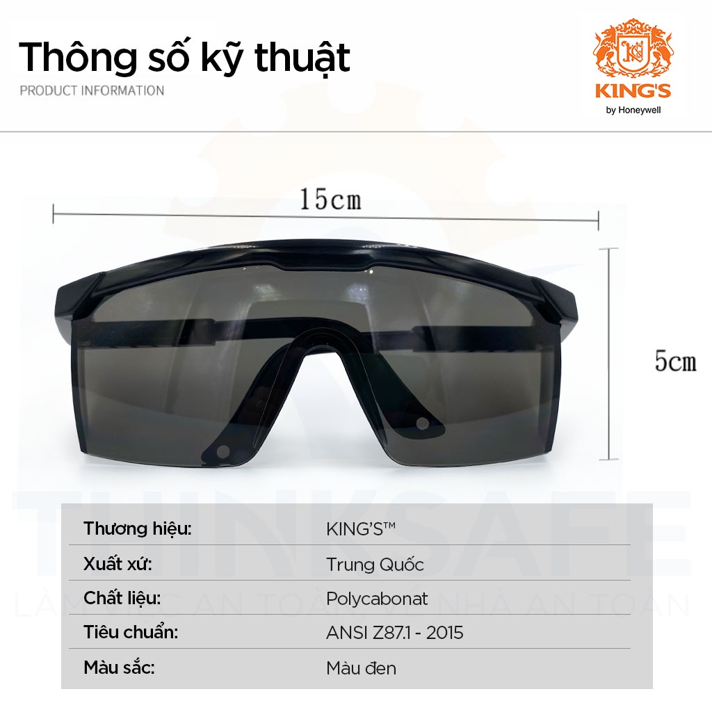 Kính chống bụi đi đường Thinksafe Kings, bảo vệ mắt, chống bụi đi đường, chắn gió, chống tia uv, trong suốt, đen đẹp