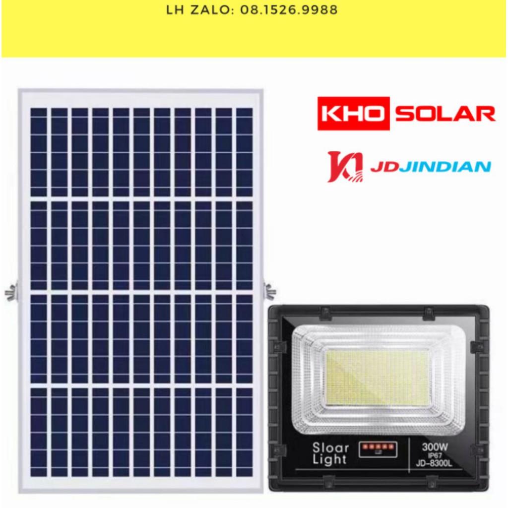 JD-8300 ĐÈN PHA NĂNG LƯỢNG MẶT TRỜI JINDIAN CHÍNH HÃNG 8300L (300W) CÓ BÁO MỨC PIN VÀ CÓ ĐIỀU KHIỂN TỪ XA