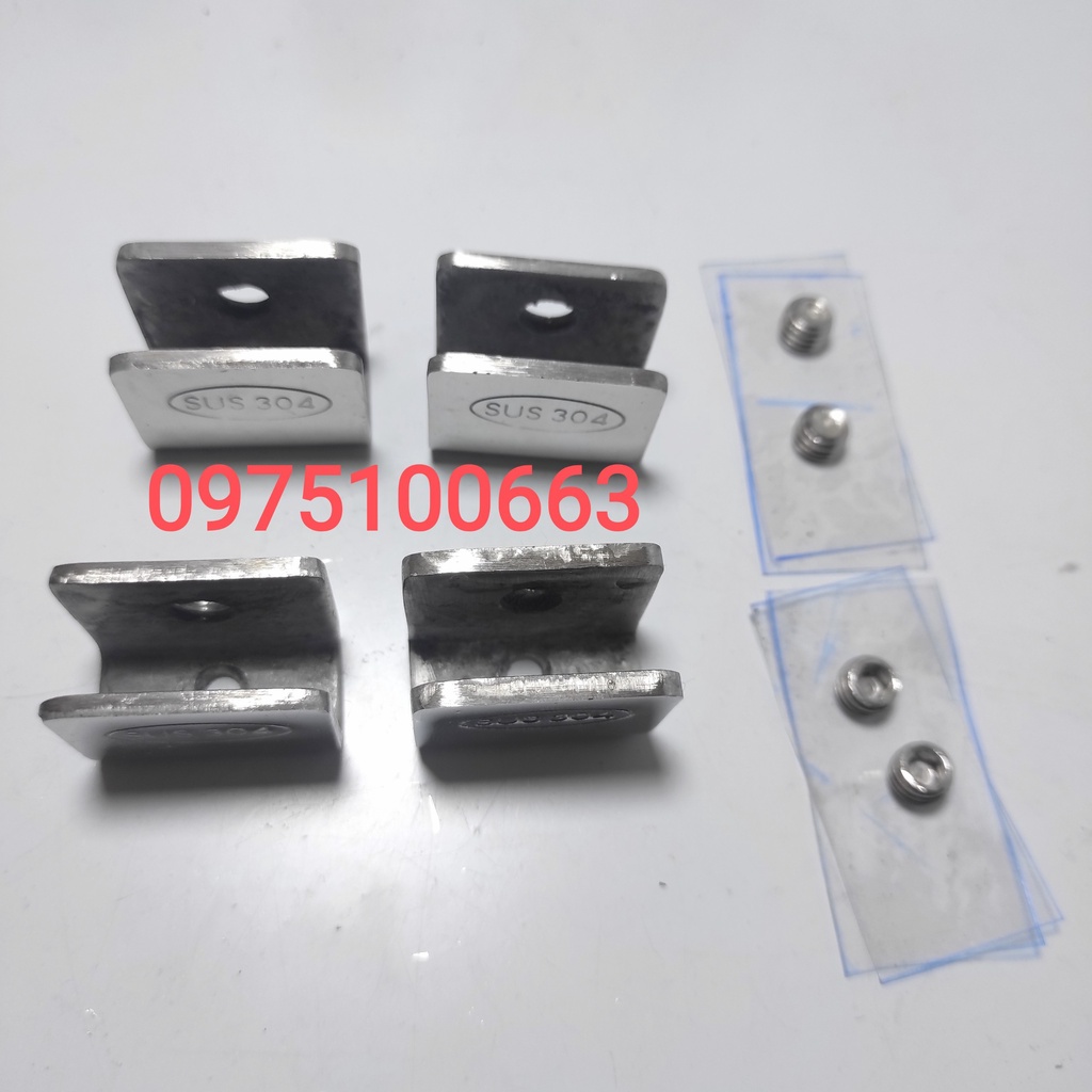1 cái Pass U #304 kính 8 12li-Dùng bắt kệ nhà tắm-Kệ kính-pas u kính