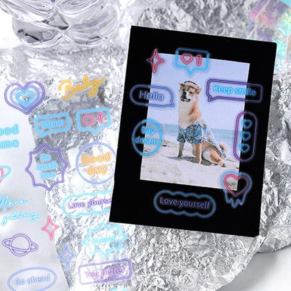 Sticker Chữ Tiếng Anh / Cầu Vồng / Ngôi Sao Màu Cầu Vồng Dùng Trang Trí Sổ Tay / Điện Thoại