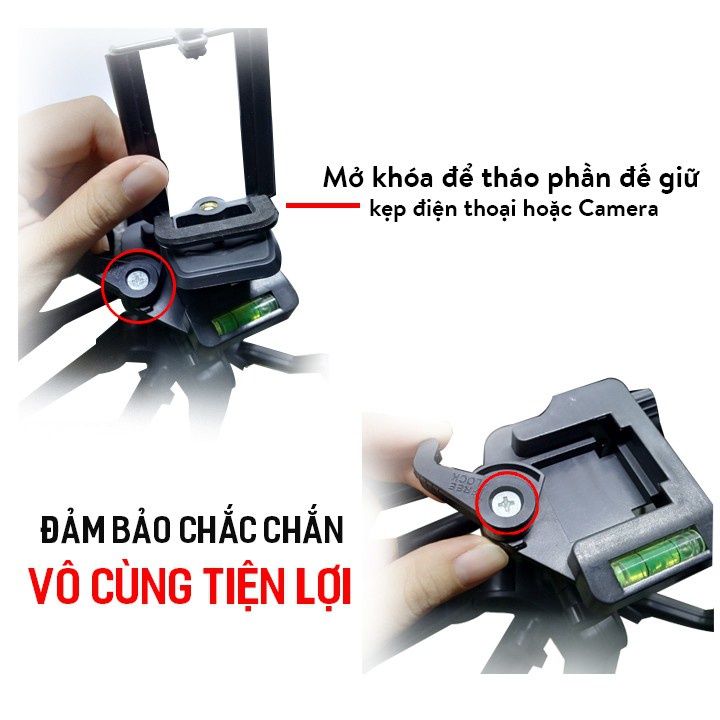 GẬY TRIPOD 3366 3 CHÂN CHO ĐIỆN THOẠI MÁY ẢNH MÁY QUAY PHIM CAO 1,5M TẶNG KẸP ĐIỆN THOẠI CAO CẤP