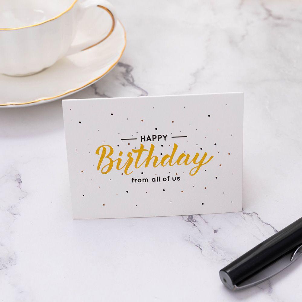 Set 10 Thẻ Thiệp Chúc Mừng Sinh Nhật Bằng Chất Liệu Các Tông Màu Trắng