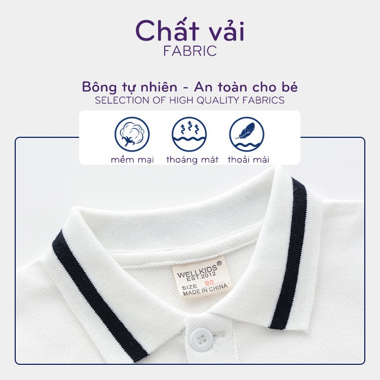 Áo Polo cho bé WELLKIDS họa tiết khủng long chất cotton hàng xuất Âu Mỹ