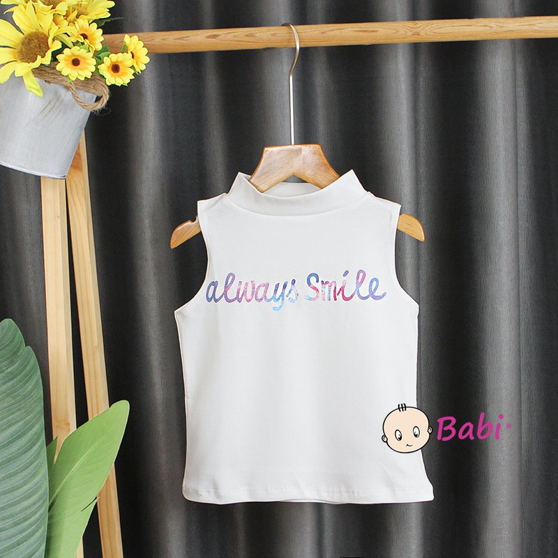 32523 Áo Thun Cổ Lọ Sát Nách Croptop In Chữ Xinh Xắn Cho Bé Gái (2 - 11 tuổi)