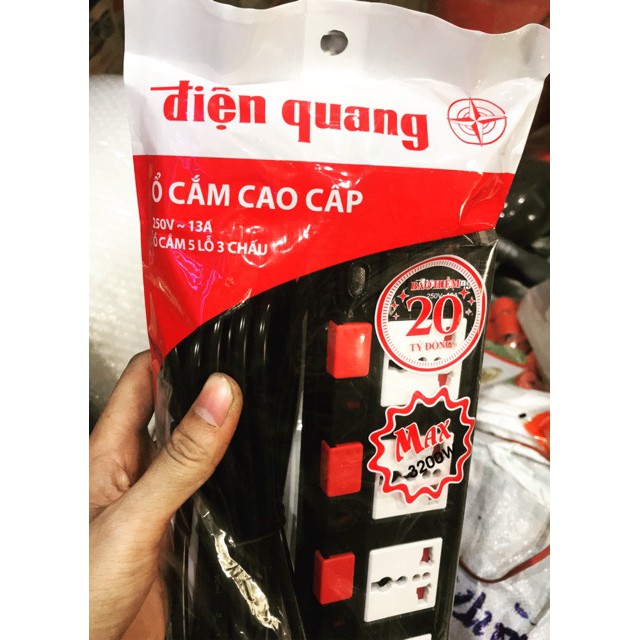 Ổ cắm Đa Năng Điện Quang 5 lỗ x 5m dây