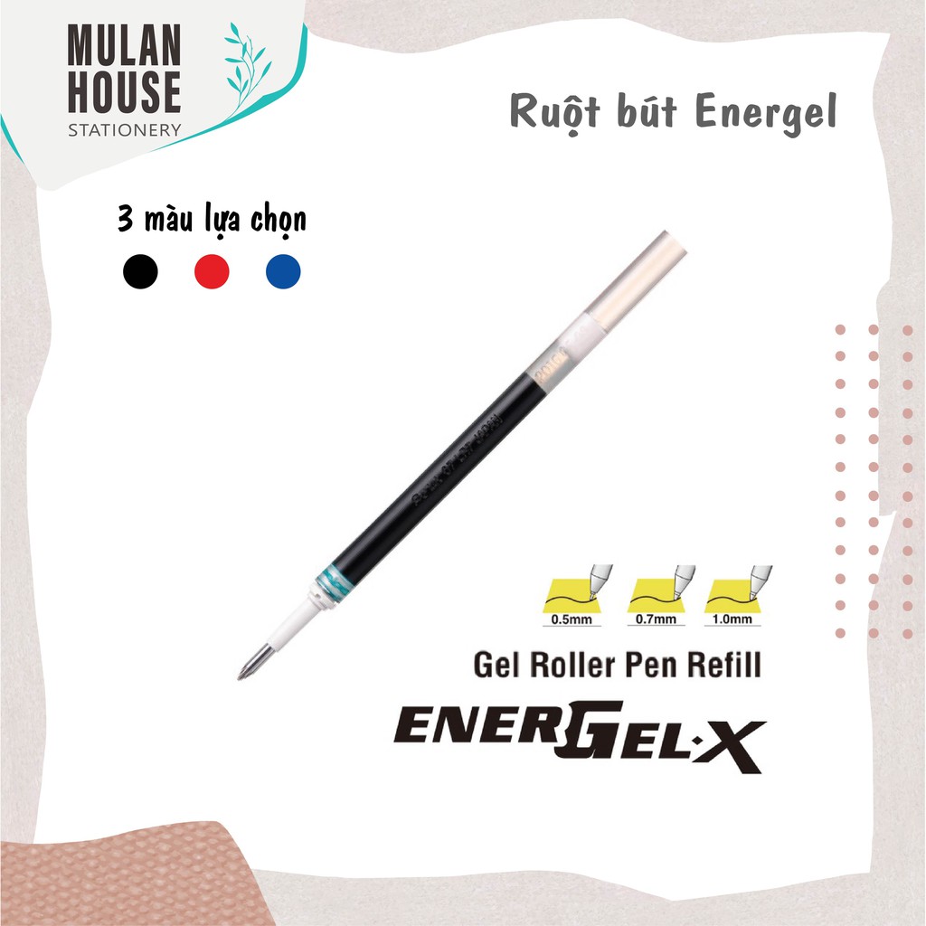 (Hàng chính hãng) Ruột bút ký Energel Pentel ngòi 0.5mm/ 0.7mm màu xanh, màu đen
