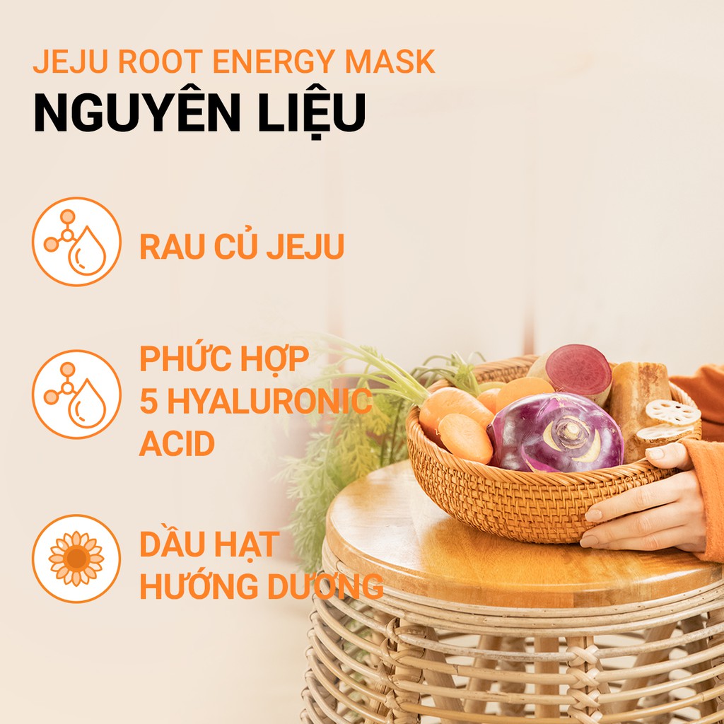 Mặt nạ giấy chăm sóc da từ rau củ innisfree Jeju Root Energy Mask 25ml