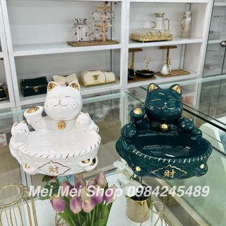 Tượng mèo may mắn xu hướng cá tính hiện đại decor trang trí