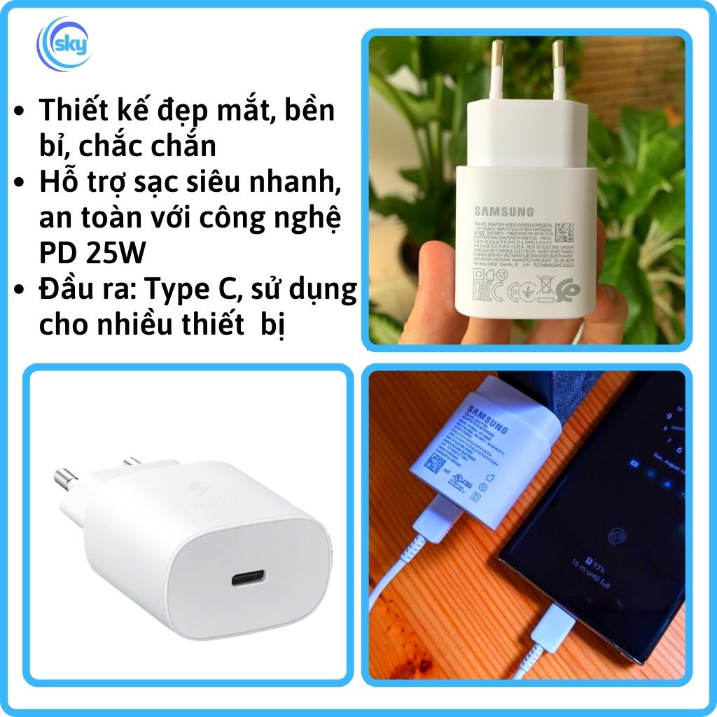 Bộ Sạc Nhanh Samsung PD 25W Note 10 Note 20 A71 A70 A80 S20 S20+ S20 Ultra Sạc nhanh 2 đầu type C Phụ Kiện SKY