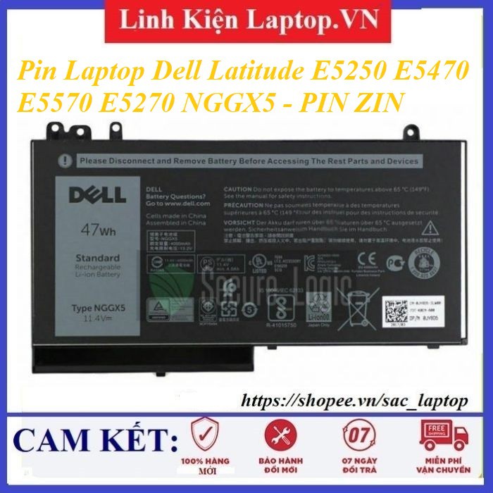 ⚡️Pin Laptop Dell Latitude E5470 E5570 E5270 NGGX5 RDRH9 JY8D6 47WH - CHÍNH HÃNG NHẬP KHẨU