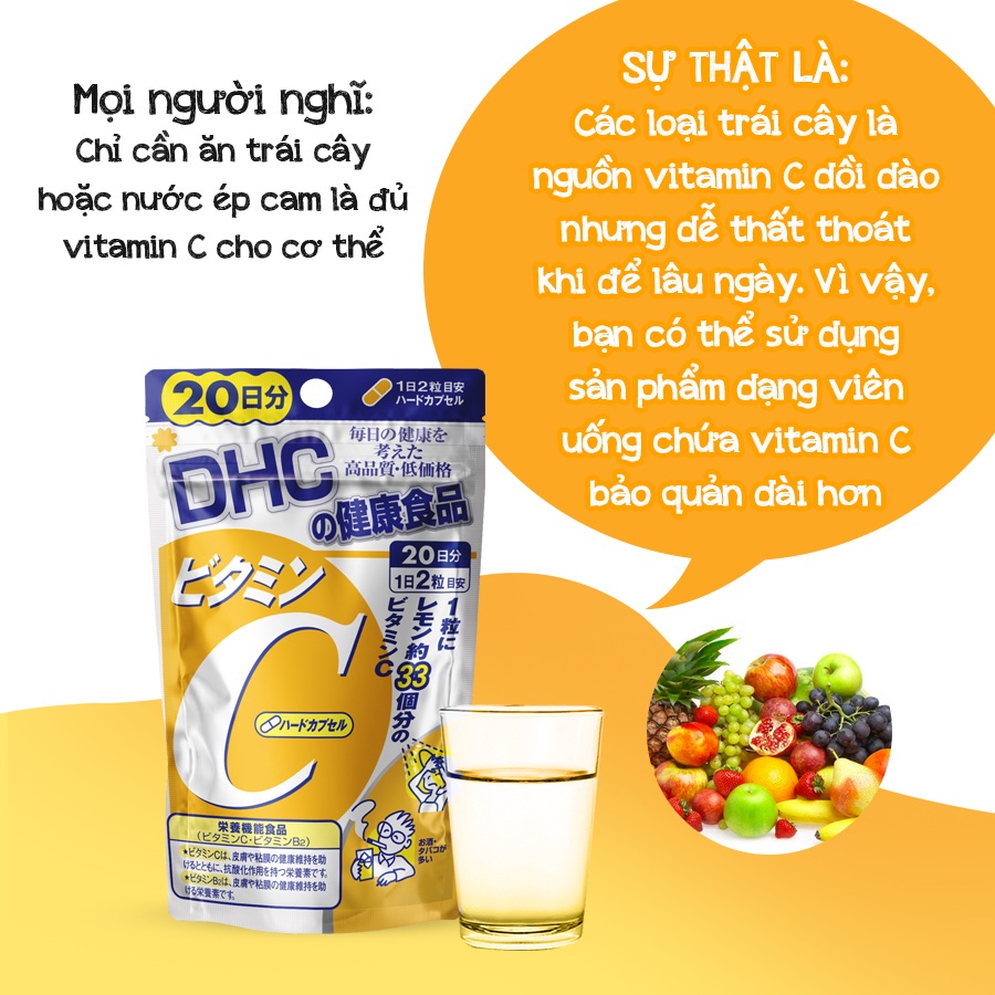 [Quà tặng không bán] Viên uống DHC Bổ sung Vitamin C Nhật Bản 60/40 viên