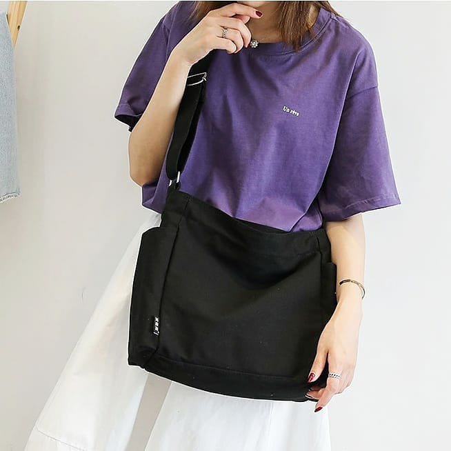 Túi đeo chéo vải canvas 3 gang kiểu dáng basic giá rẻ cho sinh viên