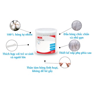 Tăm Bông Cotton NUK Slim (đầu tròn và đầu thuôn) [BabyUS]