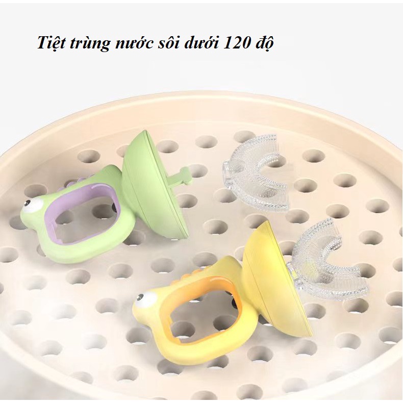 Bàn chải chữ U cho bé silicone siêu mềm có kèm cốc đánh răng tiện lợi