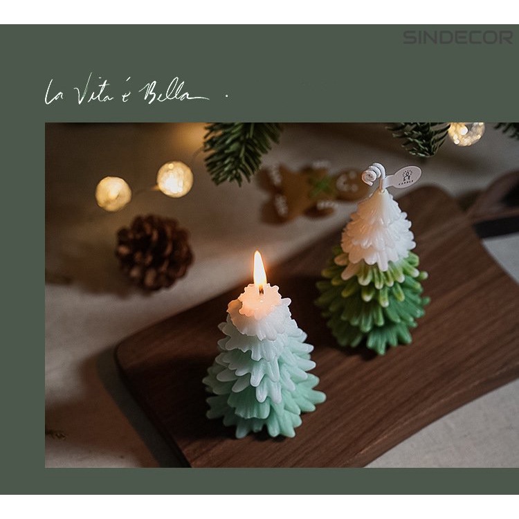 Nến thơm cây thông noel, nến sáp đậu nành thủ công decor phòng Sindecor