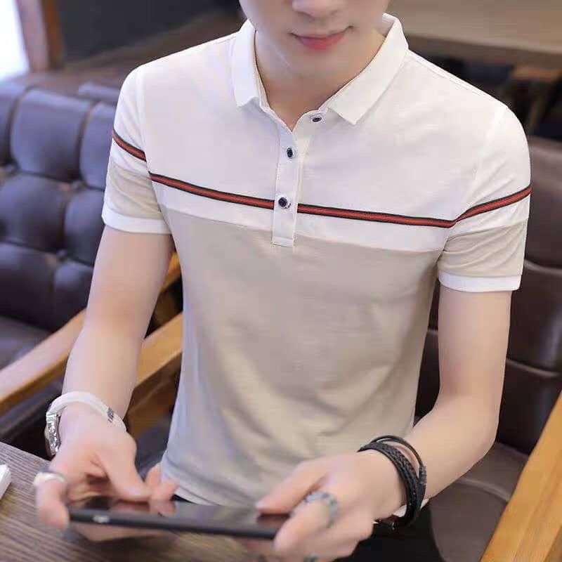 Áo Thun Nam POLO tay ngắn màu ĐEN có đường kẻ ngang màu đỏ cực kì nổi bật, chất liệu thun cao cấp co dãn tốt