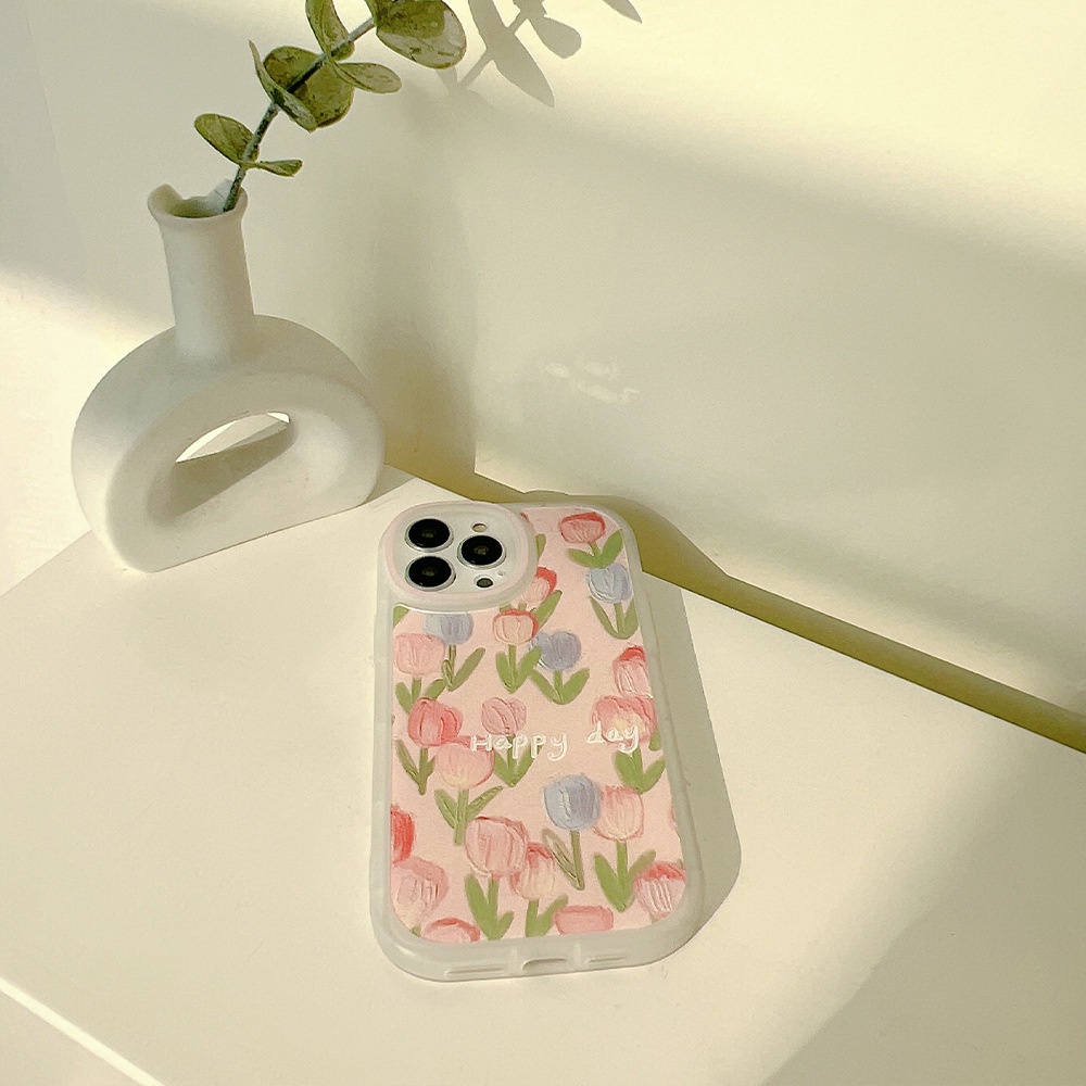 ỐP LƯNG IPHONE Ốp Điện Thoại Bán Trong Suốt Họa Tiết Hoa tulip Dễ Thương Cho iphone13 / 14 / 15 x 11 13promax 12-DINUO